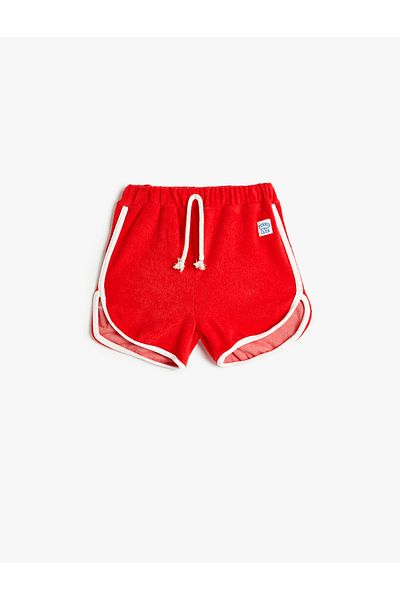 Koton Cotton Fabric Shorts with Towel - Stripe Detail and Elastic Waist