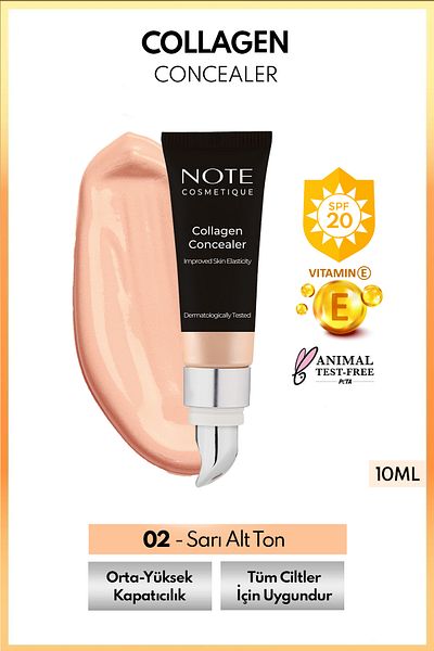 NOTE خافي عيوب البشرة بالكولاجين بعامل حماية من الشمس SPF 20 تحتوي على الكولاجين - 02 مفتوح متوسط