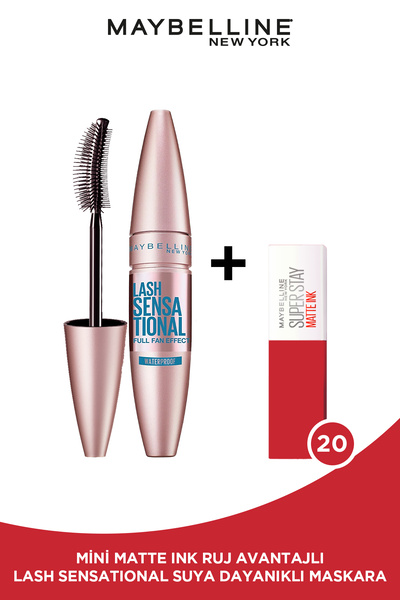 Maybelline New York Lash Sensational Yelpaze Etkili Suya Dayanıklı Siyah Mask...