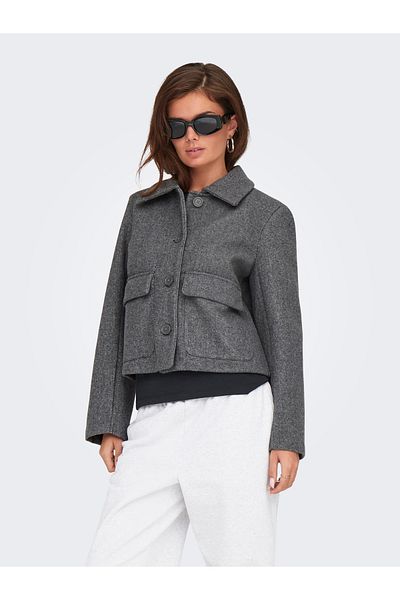 JDY Jdymellow L/S Frontpocket Jacket Otw Icc 15335623   Dark Gray