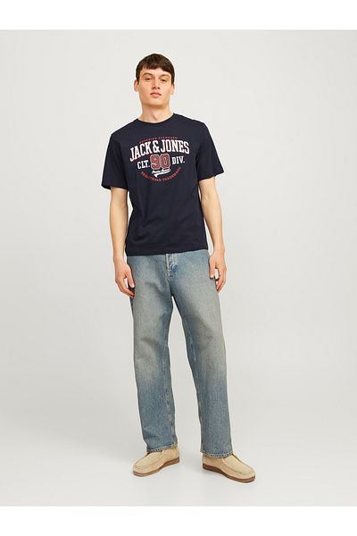 Jack & Jones Tricou cu gât cu imprimeu cu logo