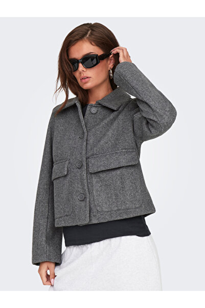 JDY Jdymellow L/S Frontpocket Jacket Otw Icc 15335623   Dark Gray