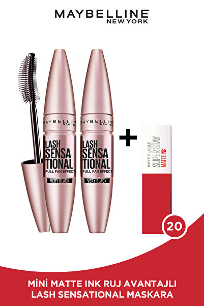 Maybelline New York 2'li Lash Sensational Siyah Maskara  + Mini Super Stay Ma...