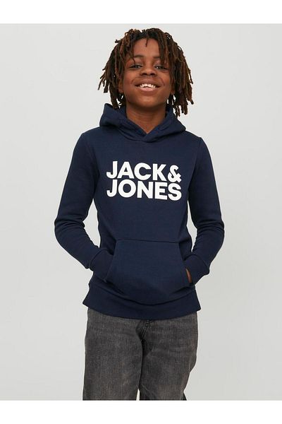 Jack & Jones Jjecorp Logo Navy Blue Kids Sweat Hood - Noos Jnr