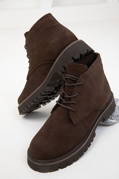 SOHO Braune Wildleder-Echtleder-Damenstiefel und Stiefeletten 19839