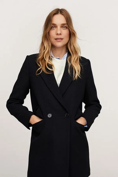 MANGO Woman Dámský černý kabát17805908