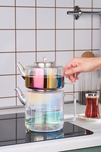 Karaca Flat Borosilicate Glass Midi Teapot Luster