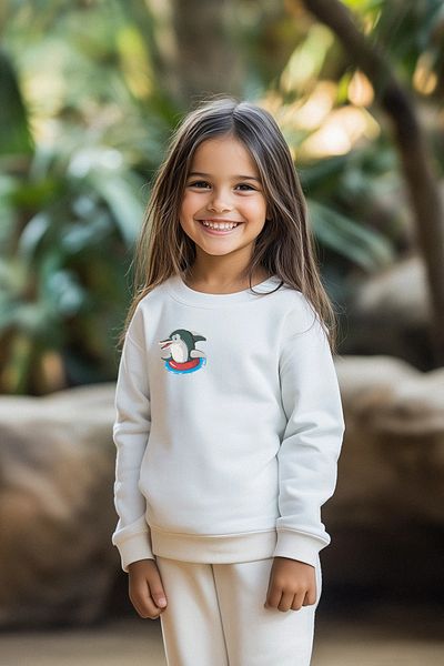 TRENDYOLKIDS Ecru chlapecká bavlněná pletená mikina s potiskem TKDAW25SW00014