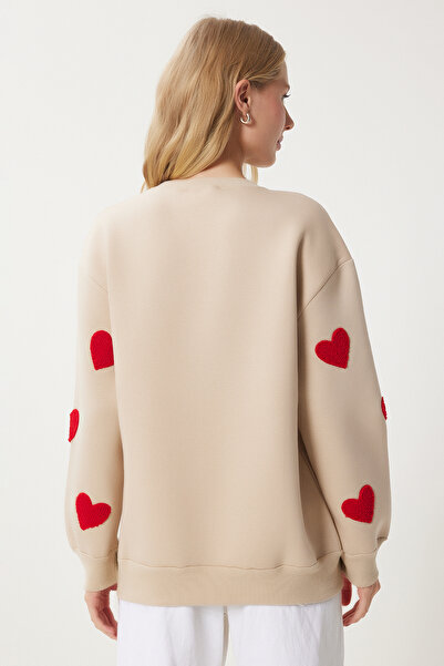 Happiness İstanbul Dámská žebrovaná pletená mikina ze sušenkového srdce Mp00030