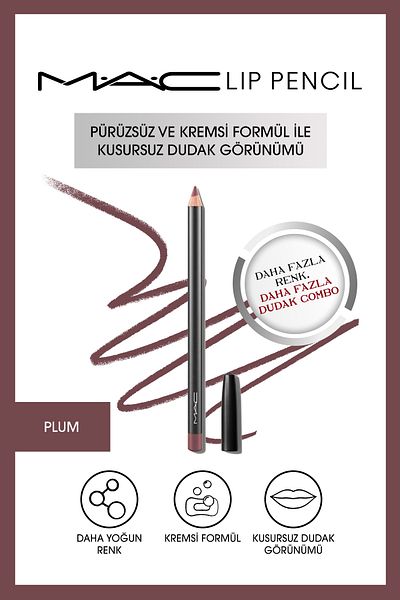 M.A.C Creamy Permanent Lip Liner - Lip Pencil - Plum 1.45 g