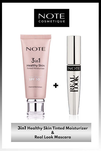 NOTE 3 in 1 Tinted Ton Eşitleyici 50 SPF Krem & Real Look Maskara Makyaj Seti
