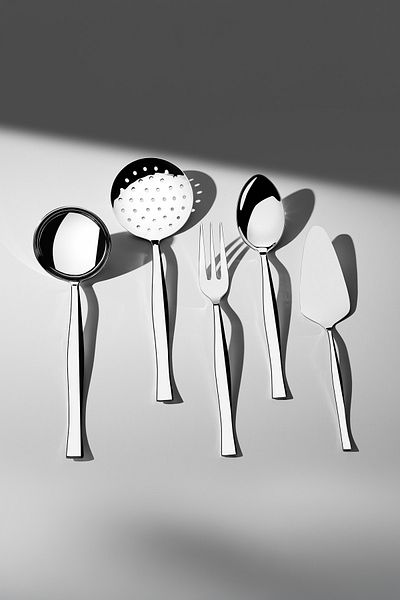 Nehir Elegant Plain - 5 Piece Stainless Steel Serving Set
