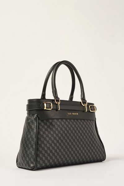 Ted Baker Schwarze Handtasche mit Doric-Monogramm 240412