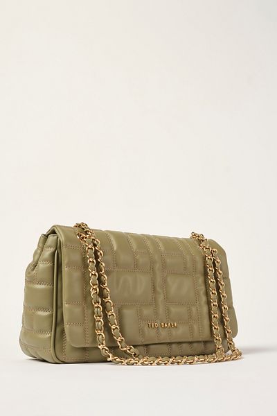Ted Baker Khaki Tb Quilted Large Shoulder Bag 2289