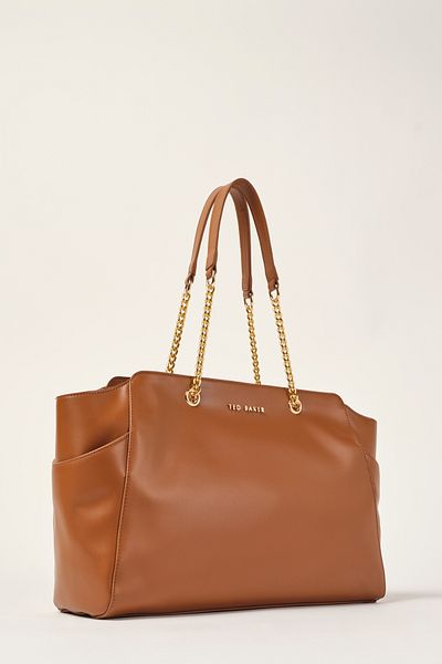 Ted Baker Taška přes rameno Tan Plain Leather Chain Detailed 9046