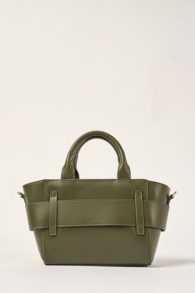 Ted Baker Dark Green Plain Leather Iconic Bow Handbag 9048