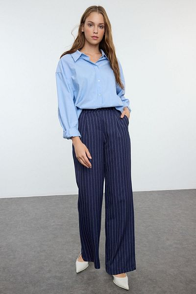 Trendyol Collection Marineblaue Hose mit weitem Bein und Streifen - Twoss23pl00109
