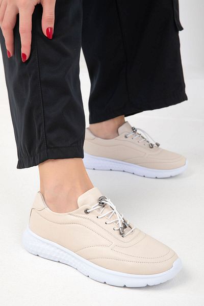 SOHO Beige Echtes Leder Damen Sneaker - 19922