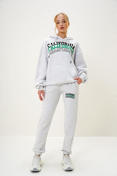 Trend Alaçatı Stili Grimelange Kapuzen-Känguru-Taschen-Sweatshirt und elastisches Bein-Trainingsanzug-Set – ALC-X13096