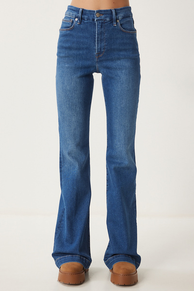 Happiness İstanbul Dámské modré španělské džínové kalhoty Ut00026