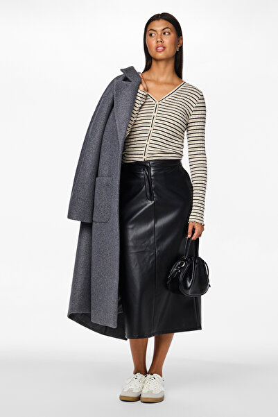 PIECES PCNEETH HW - PU Midi szoknya