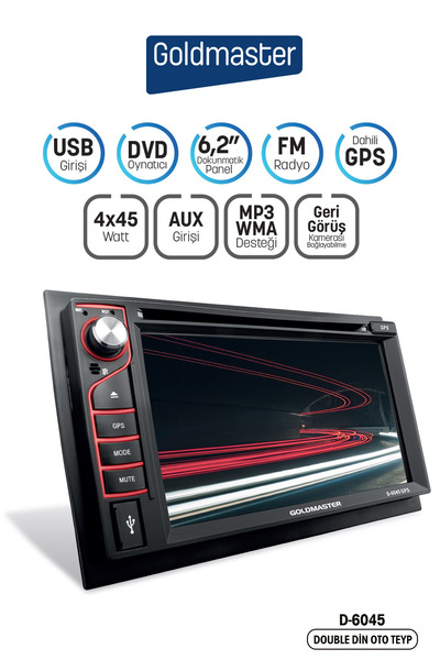 GOLDMASTER D-6045 Gps Bluetooth Dvd Li Double Din Oto Teyp