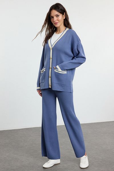 Trendyol Modest Σετ ζακέτα και παντελόνι Indigo σε χρυσό χρώμα - με τσέπες TCTAW24US00107