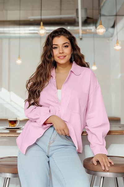 Trendyol Curve Πουκάμισο Boyfriend Woven σε πούδρα TBBSS22GO0323