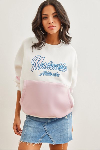 Olalook Ecru Women's Sweatshirt - Kangaroo Pocket, Shirt, Swt- 19000692