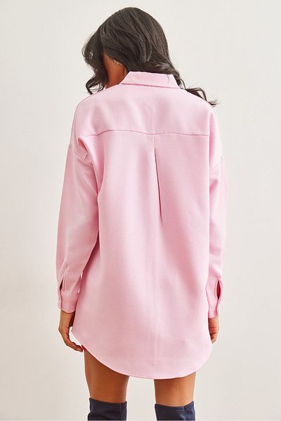 Olalook Γυναικείο πουκάμισο Candy Pink Wool Effect Χειμερινό βασικό πουκάμισο GML- 19001256