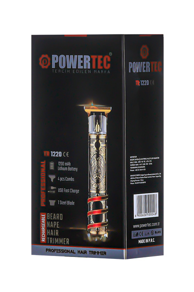 POWERTEC TR-1220 Pro Usb Şarjlı T Bıçak Saç Sakal Vücut Kıl Tüy Alma Kadın Erkek Epilasyon Tıraş Makinesi