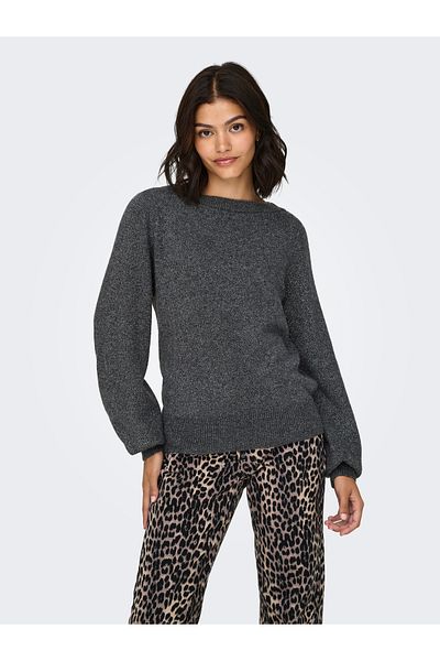 JDY Jdyrue Glitter L/S Boat Pullove Knt Noos 15330648   Dark Gray Melange