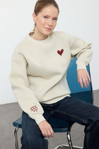 Trendyol Collection Плетен суичър с дебел полар от вътрешната страна на камъка - Twoaw25Sw00176