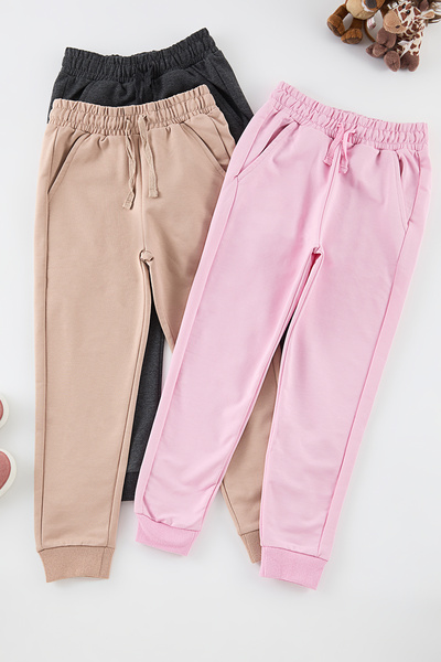 TRENDYOLKIDS Men's Knitted Sweatpants Set of 3 - Anthracite, Pink, Beige, Poc...