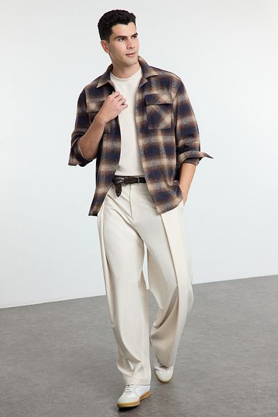 Trendyol Collection Χειμερινό μαύρο καρό ξυλοκόπο - κανονική εφαρμογή TMNAW25GO00013