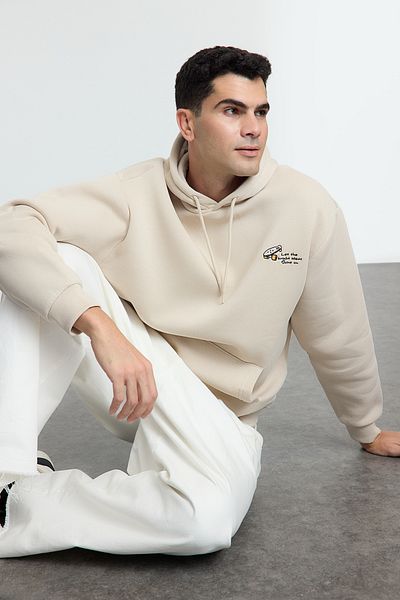 Trendyol Collection Κεντημένο φούτερ με κουκούλα φλις με κουκούλα - TMNAW25SW00016