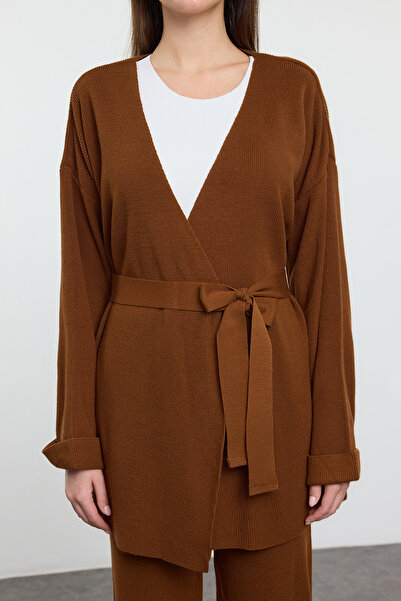 Trendyol Collection Brown Midi Length Knitwear Two-Piece Set TWOAW25AU00027