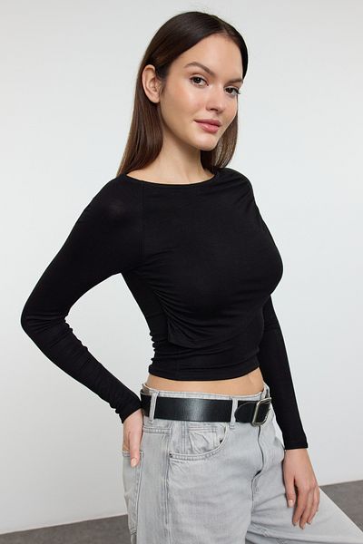 Trendyol Collection Μαύρη πλεκτή μπλούζα TWOAW25BZ00305