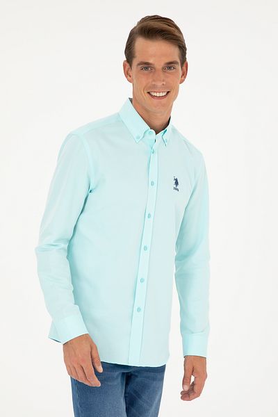 U.S. Polo Assn. Ανδρικό πουκάμισο Water Green μακρυμάνικο - Basic Model 50282590-VR083