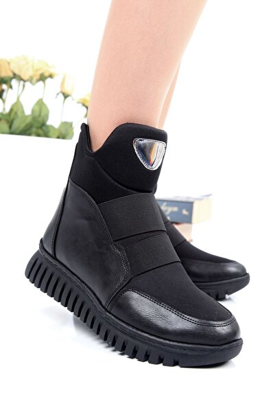 EYLÜLDEN MODA SHOES Eylülden Moda Shoes Ghete de damă elastice cu fermoar din piele neagră