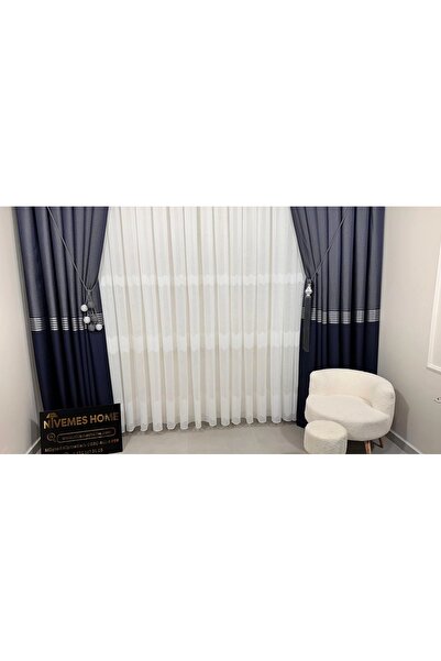 NİVEMESHOME Nivemeshome Linen Mira W 011908 .801 1/3 Close Pleated Tulle Curtain Apm