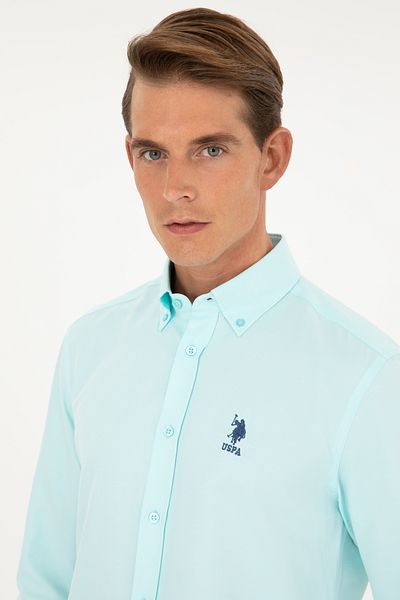 U.S. Polo Assn. Ανδρικό πουκάμισο Water Green μακρυμάνικο - Basic Model 50282590-VR083