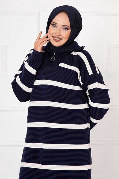 EBRUTESETTÜR Zipper Detailed Striped Tunic