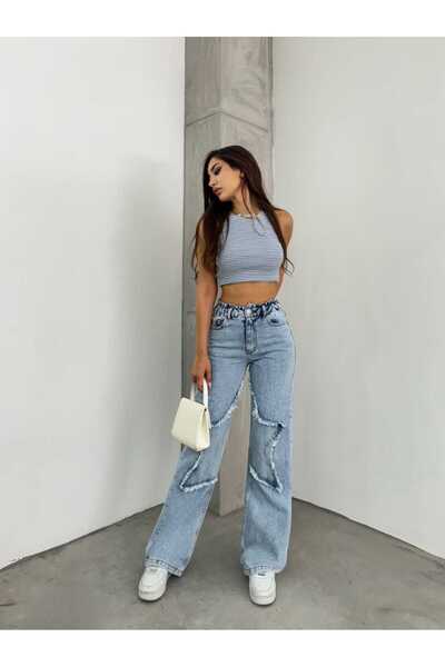 Vovikon KN Зіркові вишиті широкі джинси для жінок