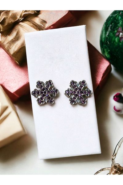 FAYRA ACCESSORIES Purple Color Snowflake Earrings