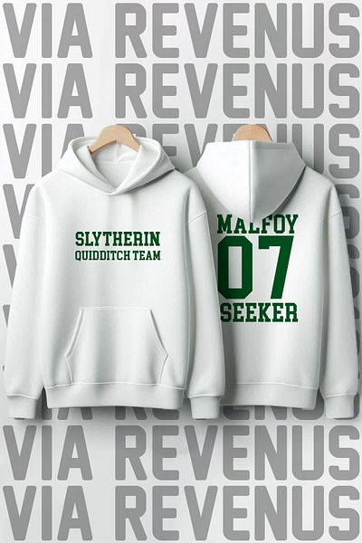 Vordevia Slytherin Quidditch Team - Φούτερ με φαρδιά κουκούλα με στάμπα Malfoy με 3 νήματα Raster