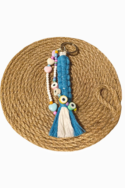 nftart.design أزرق داكن - خرز عين الشر والقلب - حلقة مفاتيح/حقيبة مكرامية محب...