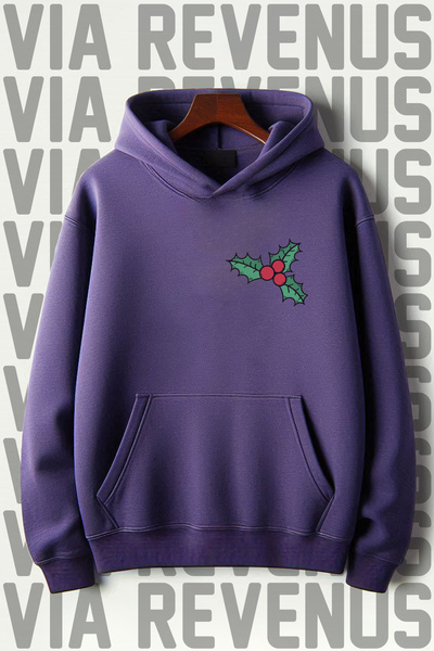 Vordevia Hanorac cadou de Anul Nou cu glugă, cu 3 fire, cu imprimeu cu flori ...