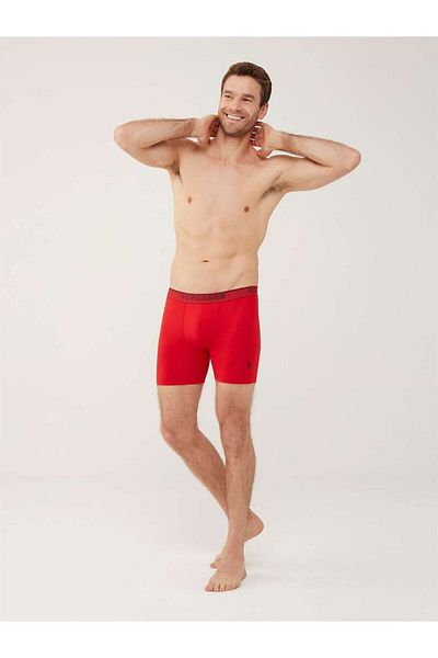U.S. Polo Assn. U.S. Polo Assn Men's White 3-Piece Long Leg/Red-Navy Blue-Grey Melange Boxers 80454