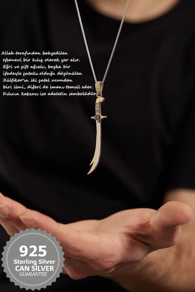 CAN SİLVER 925 Ayar Gümüş Reis Zülfikar Kolyesi 65cm